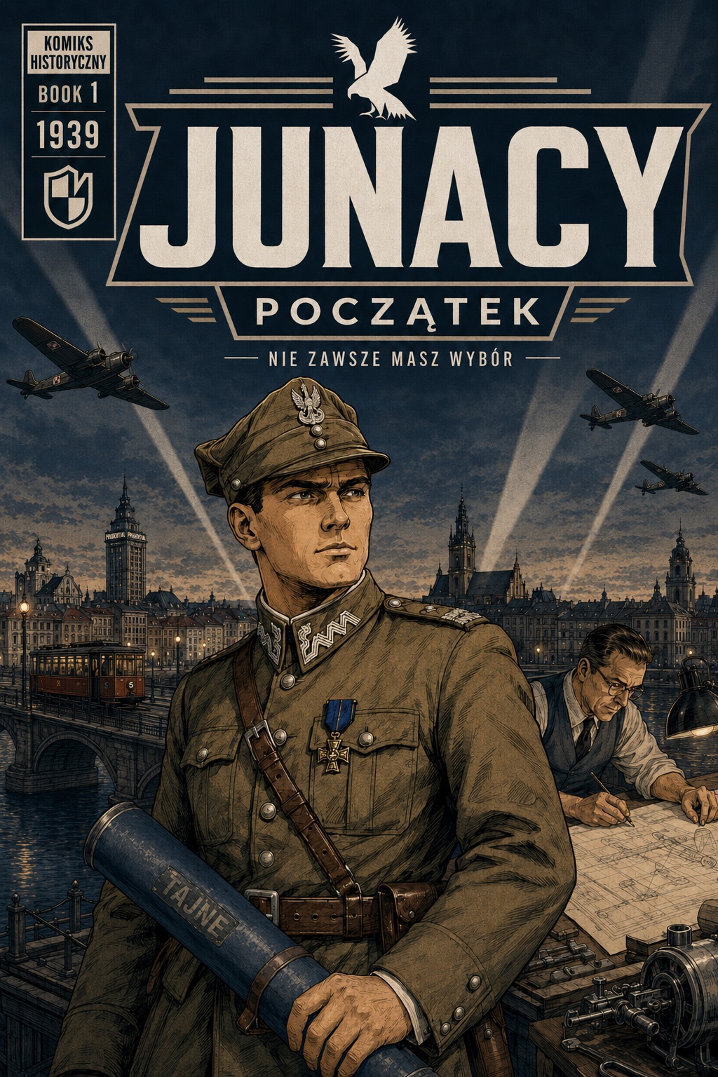 Okładka historycznego komiksu JUNACY osadzonego w Polsce